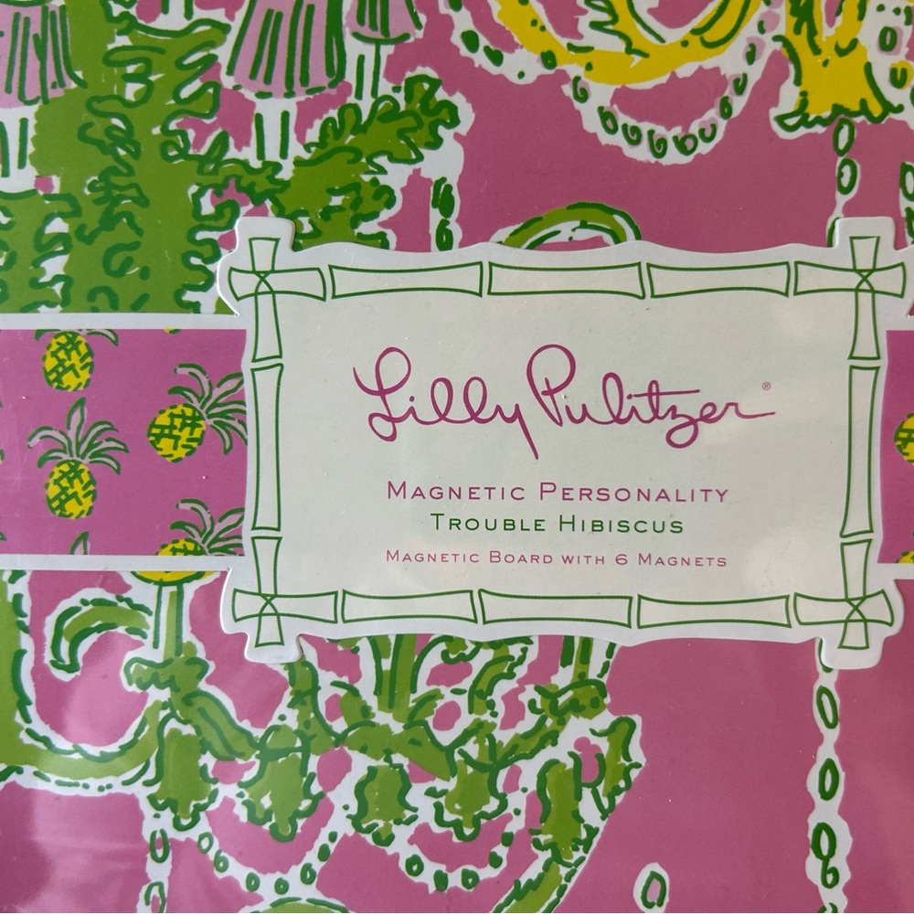 Lilly Pulitzer Magnetic Board with 6 Magnets - Trouble Hibiscus